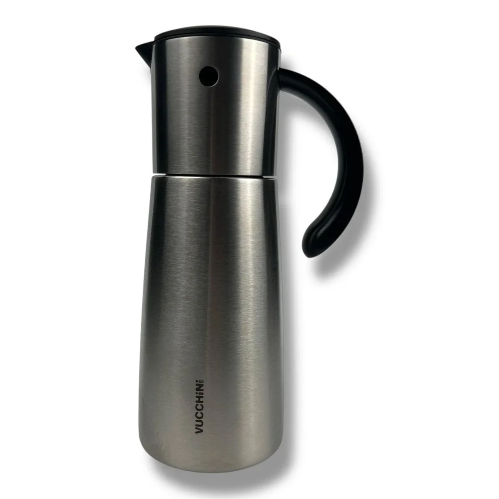 Vucchini - Oil Dispenser Bottle (12.8oz Steel) -‎ Auto Flip Spout